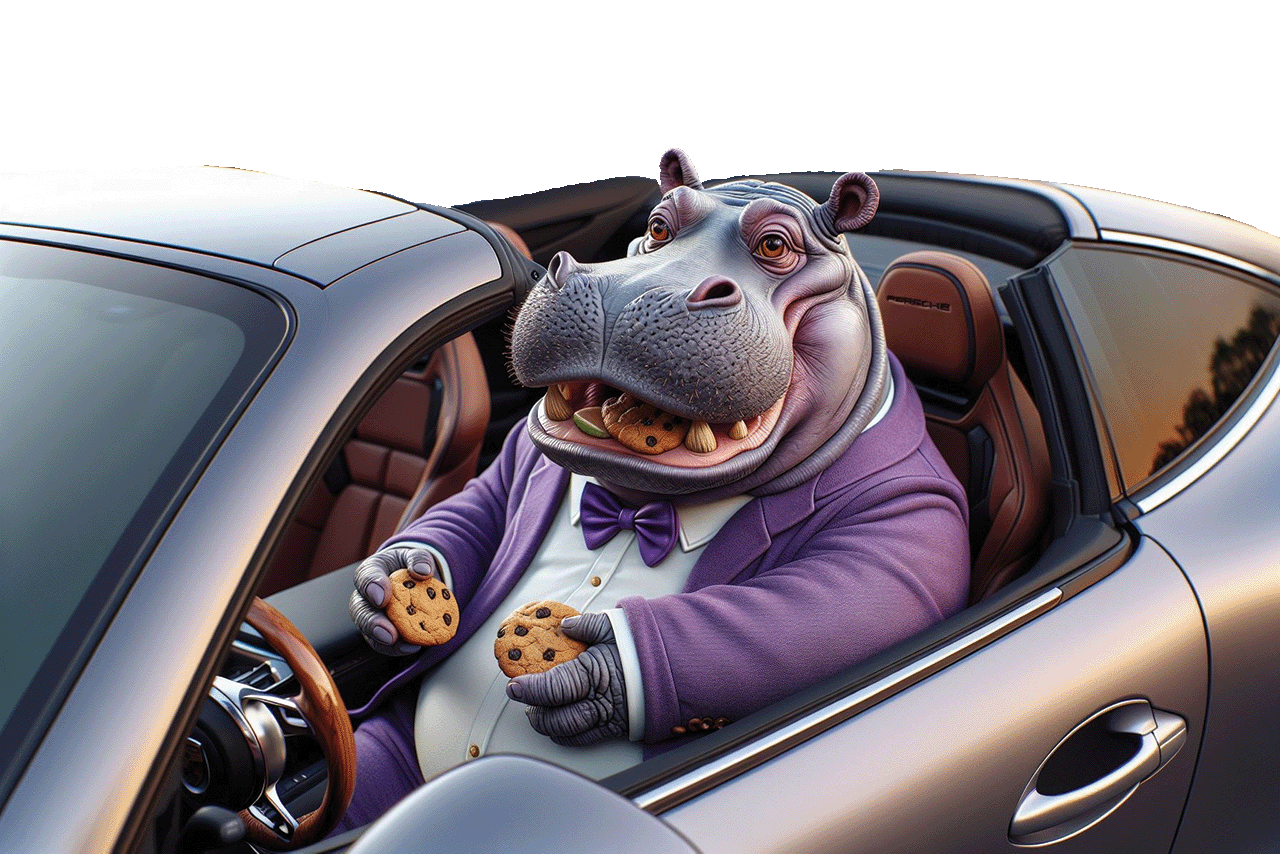 Hippo Cookie | Hippo in Car Eating Cookies | Hippo Media Group Cookie Tin Program